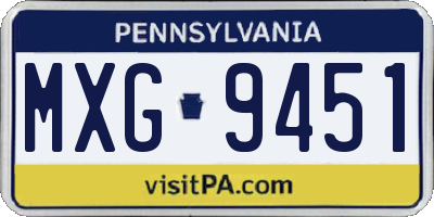 PA license plate MXG9451