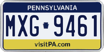 PA license plate MXG9461