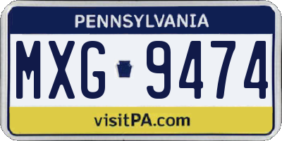 PA license plate MXG9474
