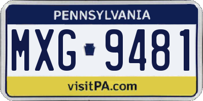 PA license plate MXG9481