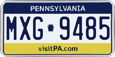 PA license plate MXG9485