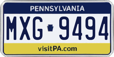 PA license plate MXG9494