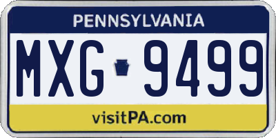 PA license plate MXG9499