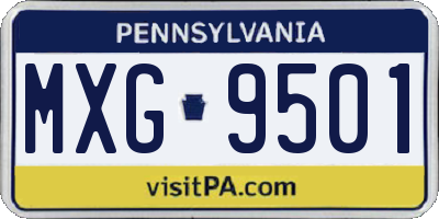 PA license plate MXG9501