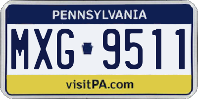PA license plate MXG9511