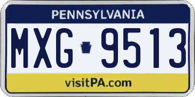 PA license plate MXG9513