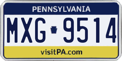 PA license plate MXG9514