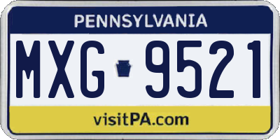 PA license plate MXG9521