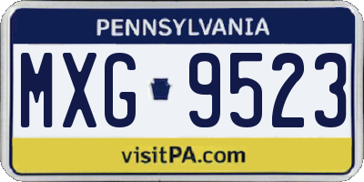 PA license plate MXG9523