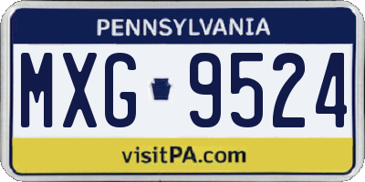 PA license plate MXG9524
