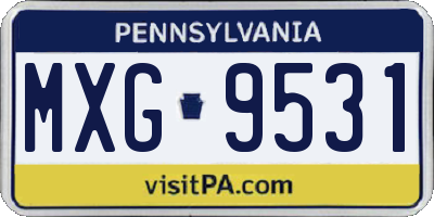 PA license plate MXG9531