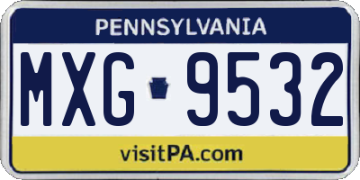 PA license plate MXG9532