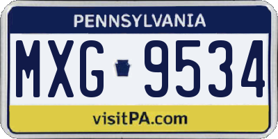 PA license plate MXG9534