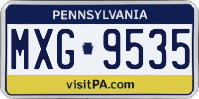 PA license plate MXG9535