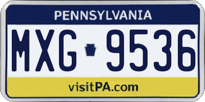 PA license plate MXG9536