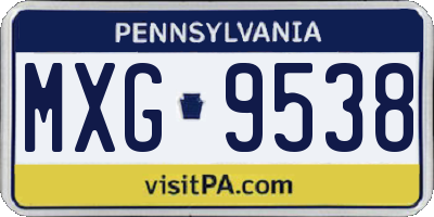 PA license plate MXG9538