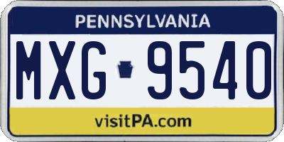 PA license plate MXG9540