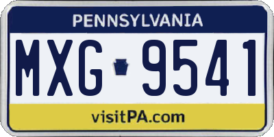 PA license plate MXG9541