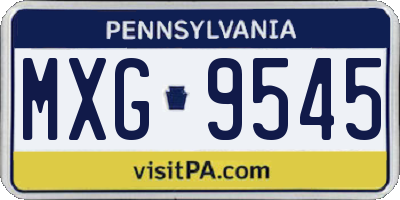 PA license plate MXG9545
