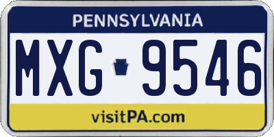 PA license plate MXG9546