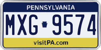 PA license plate MXG9574