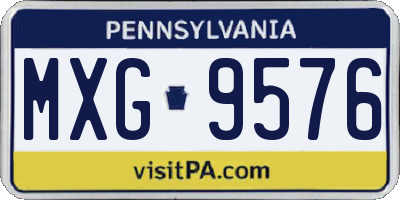 PA license plate MXG9576