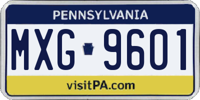 PA license plate MXG9601