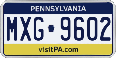 PA license plate MXG9602