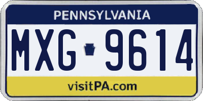 PA license plate MXG9614