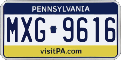 PA license plate MXG9616