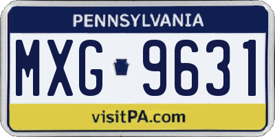 PA license plate MXG9631