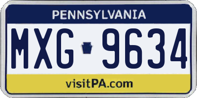 PA license plate MXG9634