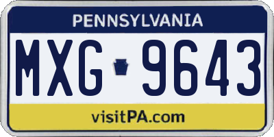 PA license plate MXG9643