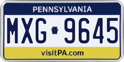 PA license plate MXG9645