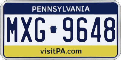 PA license plate MXG9648