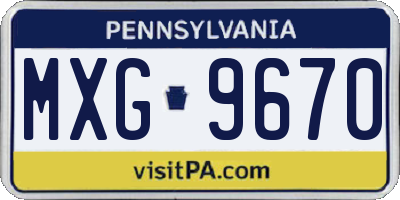 PA license plate MXG9670