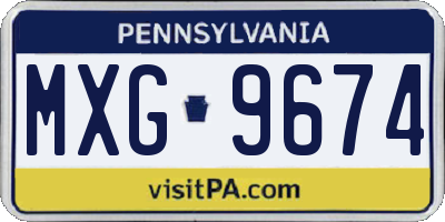 PA license plate MXG9674