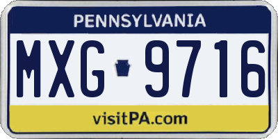 PA license plate MXG9716