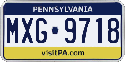 PA license plate MXG9718