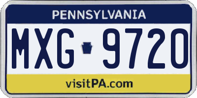 PA license plate MXG9720