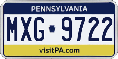 PA license plate MXG9722