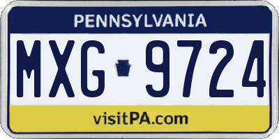 PA license plate MXG9724