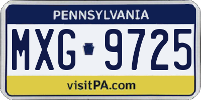 PA license plate MXG9725