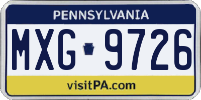 PA license plate MXG9726