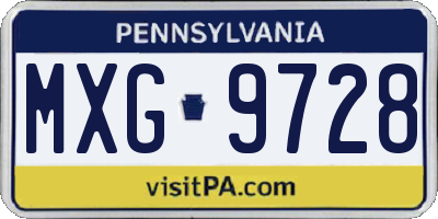 PA license plate MXG9728