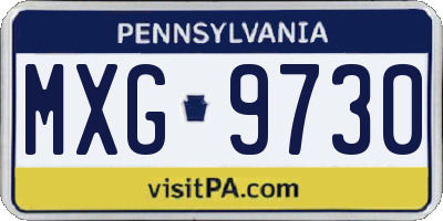 PA license plate MXG9730