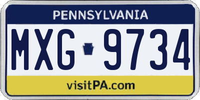 PA license plate MXG9734