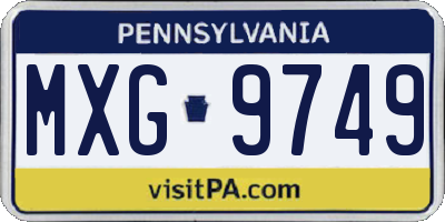 PA license plate MXG9749