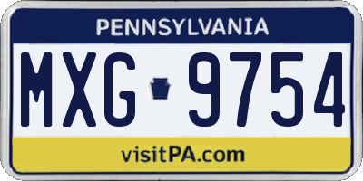 PA license plate MXG9754
