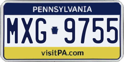 PA license plate MXG9755
